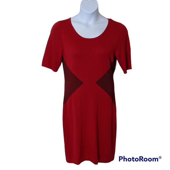 Worthington Red Stretch Knit Dress with Waist Cinch Design Size L - Picture 1 of 3